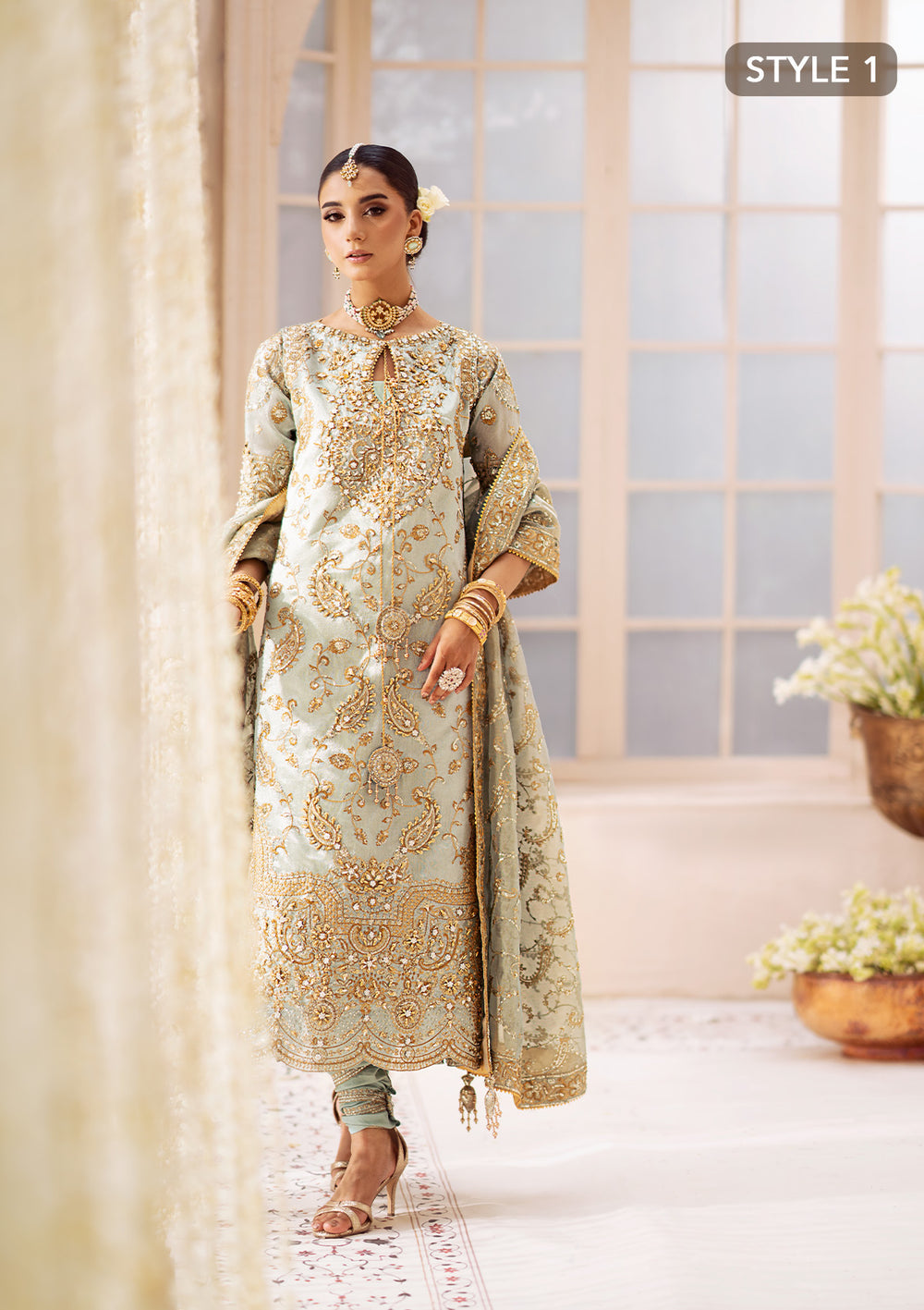 AK - LOOK 03 (STYLE 01) HYDERABADI SHIRT WITH KHADA DUPATTA AND CHURI PYJAMA