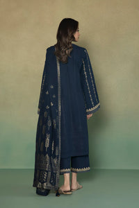 S - EMBROIDERED KHADDAR BLUE 3PC