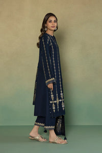 S - EMBROIDERED KHADDAR BLUE 3PC