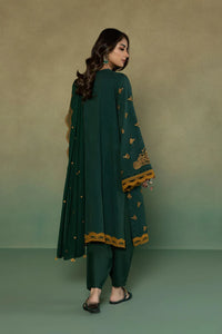 S - EMBROIDERED KARANDI GREEN 3PC